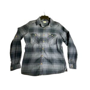Columbia Soft L/S Blue Plaid Flannel Button Up Sleeve Womens Large
